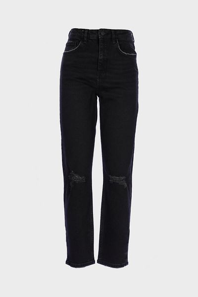 CROSS JEANS High Waist Zippered Sydney Anthracite Slim Straight Jeans - Wear Detailed C 4529-072