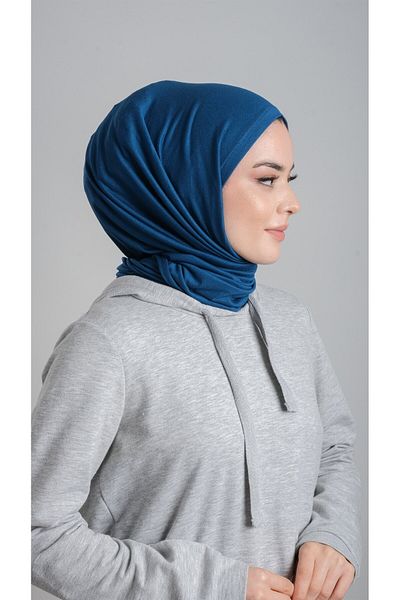 HÜRREM BONE Petrol Blue Practical Ready-made Σάλι Βισκόζη Υφασμάτινο Χτενισμένο Σάλι 2108_17