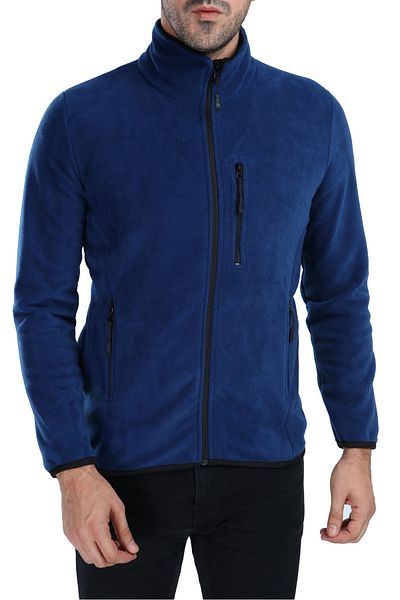 GHASSY CO. Men's Blue Full Zipper Fleece Jacket