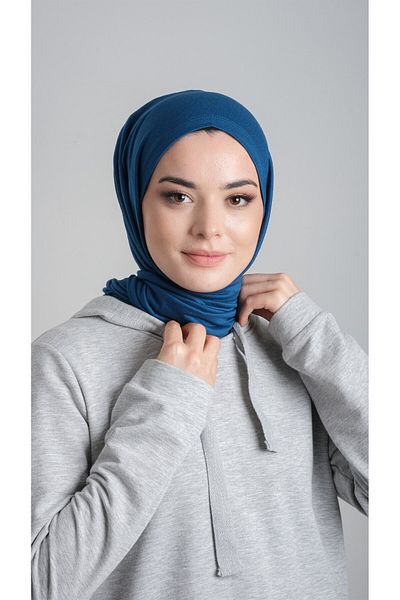 HÜRREM BONE Petrol Blue Practical Ready-made Σάλι Βισκόζη Υφασμάτινο Χτενισμένο Σάλι 2108_17