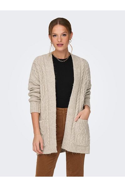 ONLY ONLCOZY LIFE LS OPEN CABLE CARDIGAN KNT V-Neck Cable Knitted Loose Cardigan with Pockets