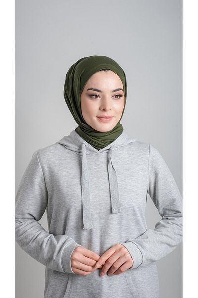 HÜRREM BONE Khaki Practical Ready-made Interlocking Shawl Viscose Fabric Combed Cotton Shawl 2108_09