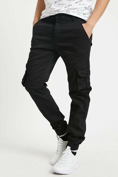 COOL TARZ Ανδρικό μαύρο παντελόνι Jogger με τσέπες Cargo και ελαστικά πόδια