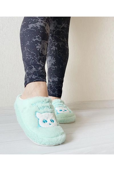 AkınalBella Soft Inside and Out White Cat Figured Winter House Slippers