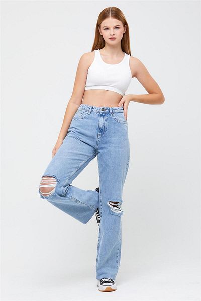 EXPLODE - Women's Boyfriend Series Ripped Jeans Light Blue