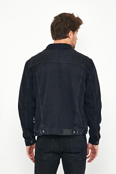 EXPLODE - Erkek Slim Fit Yıkamalı Kot Mont Siyah