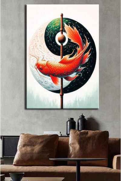 caddeko Ying Yang ve Balık Feng Shui Kanvas Tablo fngs19