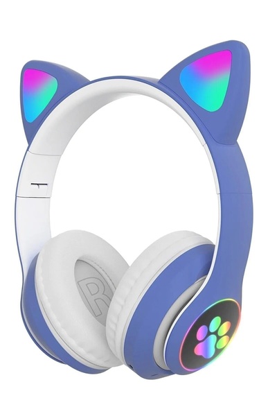 Everest Grup Kedi Kulaklık Kart Girişli Radyolu Bluetooth5.0Kulaklık Yüksek Ses Akıllı Led Işıklı Kedi Kulaklıkk