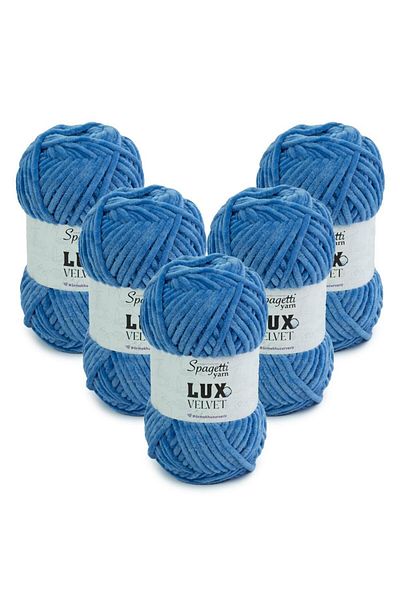 Spagettiyarn Πλεκτό νήμα Lux Velvet 5 τεμαχίων τζιν μπλε