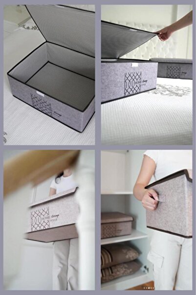 Flosoft Keçe Kapaklı Mega Plus Hurç Kutu, Çok Amaçlı Düzenleyici Organizer Sandık Mega Boy 57x41x31 Cm