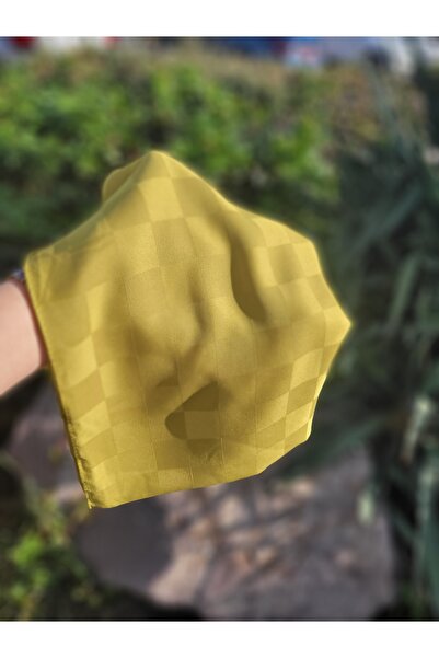 FRESCO SCARFS Women's Hijab Silky Cotton Jacquard Checkerboard Pattern Shawl*oliv Green