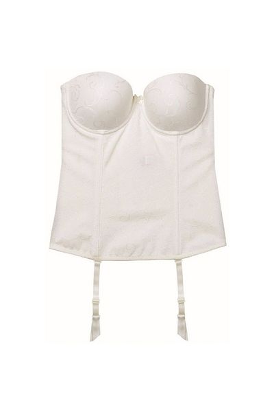 Magic Form 9865 Patterned Fabric Long Bustier - Ecru