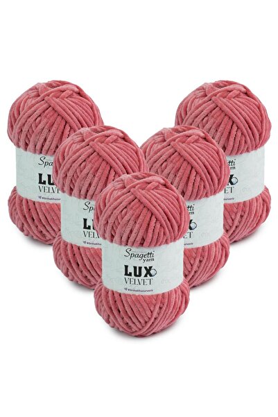 Spagettiyarn Lux Velvet 5'li Mercan El Örgü İpliği