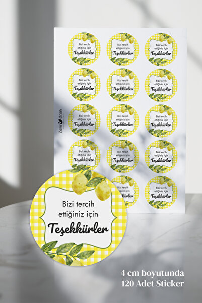 Özer Store 120 Adet Sarı Limonlu Yuvarlak Yapışkanlı Ürün Paketleme Teşekkür ...