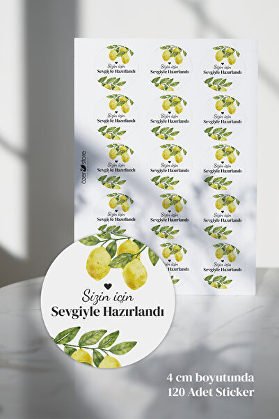 Özer Store 120 Adet Limonlu Yuvarlak Yapışkanlı Ürün Paketleme Teşekkür Etike...