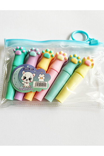 Modellino 6'lı Meyve Şekilli Fosforlu Kalemler Fermuarlı Çantalı