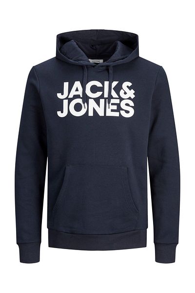 Jack & Jones 12152840 Jjecorp Лого Суитшърт с Качулка Noos Мъжки Суитшърт /голям Принт/тъмносиньо Блейзър