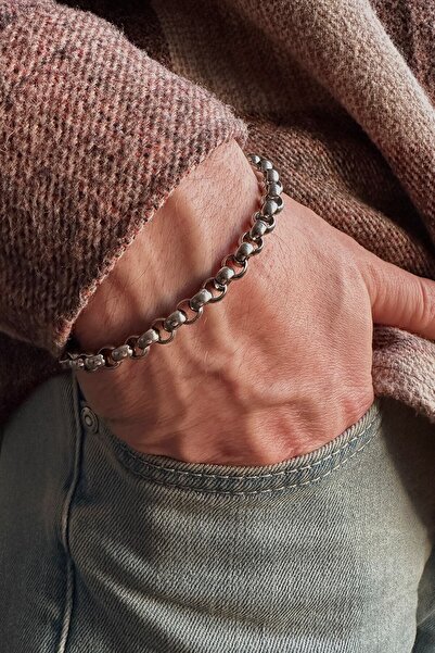 CAPO by Aytaç Yamaç سوار فولاذي موديل سلسلة فضية اللون