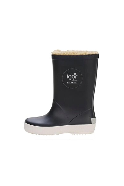 IGOR Igor Splash Nautico Borreguıto Boy's Navy Blue Furry Rain Boots