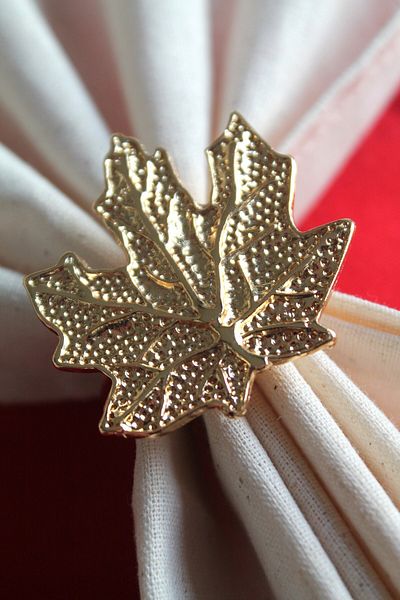 Emtory Home 6 Pieces Gold Vintage Plane Leaf Metal Napkin Ring - Napkin Ring