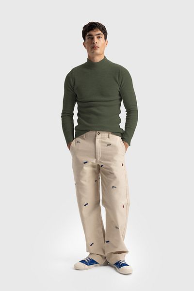 GIESTO Men's Regular Fit Plain Half Turtleneck Knitwear Sweater