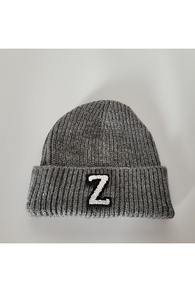 initialess Z Letter Mohair Folded Wool Beret