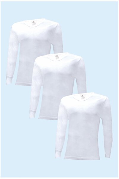 Ceylanoğlu Kışlık %100 Pamuk 3 lü Paket İnterlok Terletme Yapmaz Uzun Kol Fanila