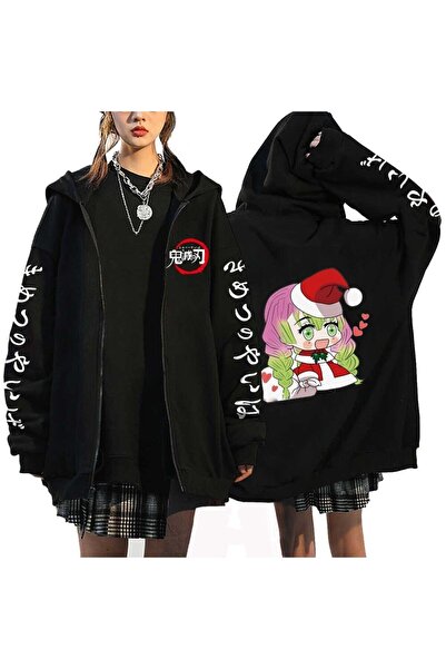 Tarzsokak Anime Demon Slayer Baskı Hoodies Noel Fermuarlı
