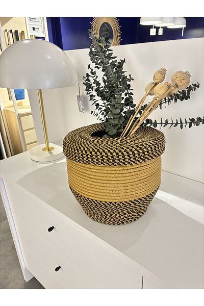 MaVaux Coș de gunoi Patrick Jute Straw Look, Coș decorativ, Coș de gunoi din hârtie