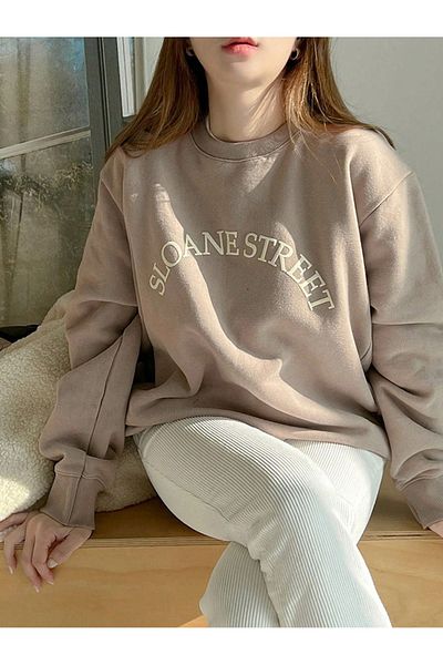 PALPİTO Γυναικείο φούτερ Oversize με στάμπα Mink Sloane Street