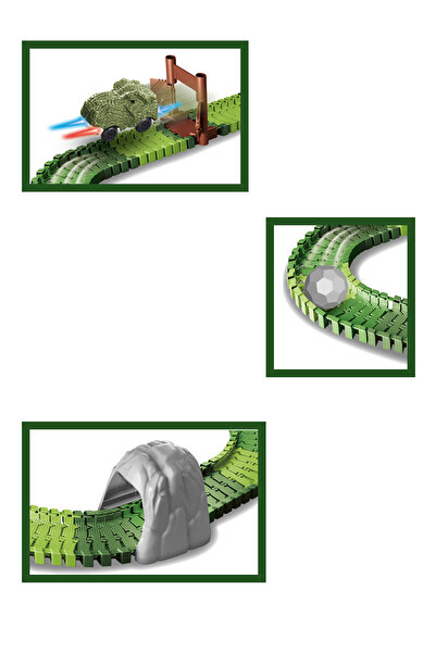 Shem 96 Pieces Dinosaur Themed - Movable and Vehicle Rails