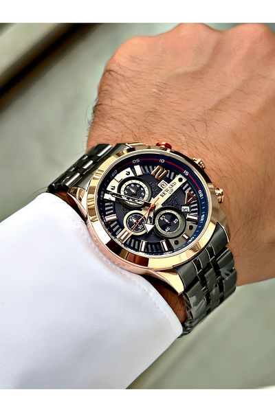 Reward Smoked Color Steel Strap Functions Active Original Men's Wristwatch + BRACELET WITH GIFT
