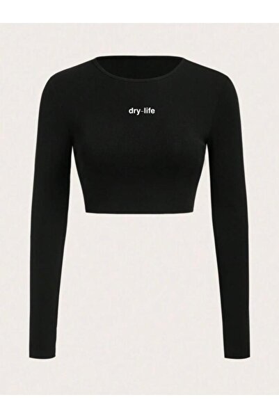 DryMod Ribbed Camisole Crop Μπλούζα - Crew Neck, Printed Body