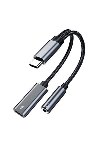 Deppo Trend Samsung Xiaomi Uyumlu Type-c Kulaklık Çevirici Şarj Dönüştürücü Örgü Kablo Bluetooth Gerektirmez