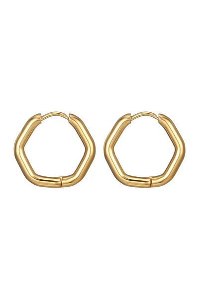 Jaida Moda Unisex Gold Geometric Shaped Steel Hoop Earrings