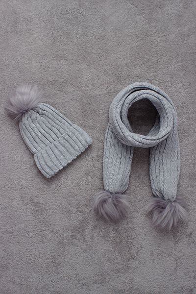 ADA BEBEK ÇOCUK Set beretă eșarfă cu un singur pompon