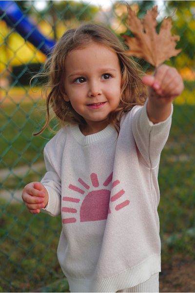 Vennusbaby 100% Cotton Crew Neck Children's Patterned Knitwear Sweater