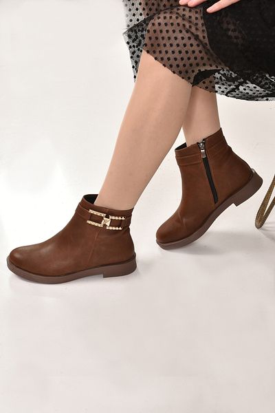 lamiashoes Daily Tan Chelsea Boots with Buckle Detail