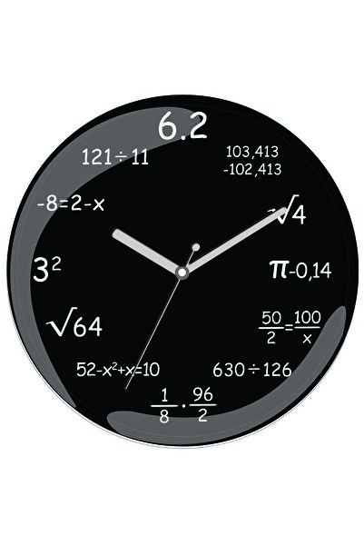 ART HEDİYE En Çok Satılan Matematik Formülsel Grafik Çap 30cm Sessiz Akar Bombeli Gerçek Cam Duvar Saati