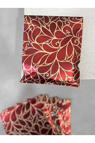 mey OFFICIAL Bordo renk desenli hediye paketi 17x25 cm 10lu