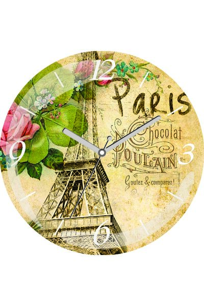 ART HEDİYE Ceas de perete din sticlă reală cu bombă de acarieni, cu diametrul de 30 cm, în stil vintage Paris