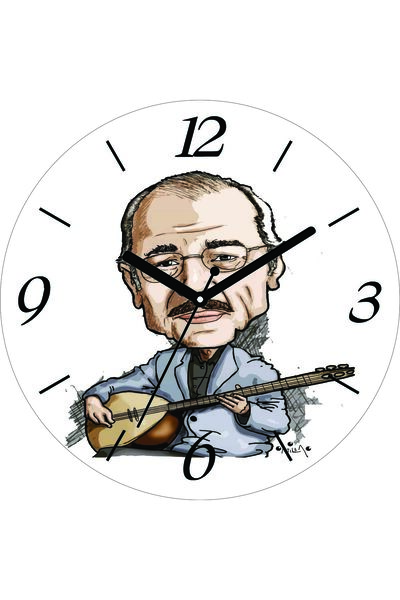 ART HEDİYE Ceas de perete din sticlă reală Neşat Ertaş cu diametrul de 30 cm,...