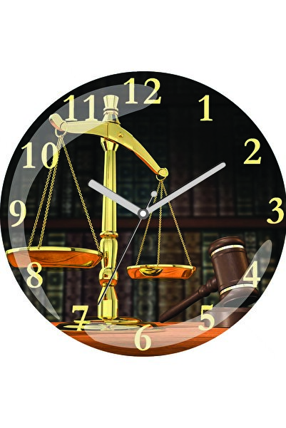 ART HEDİYE ميزان العدالة المحامي القانون قطر 30 سم كتم العث محدب ساعة حائط زج...