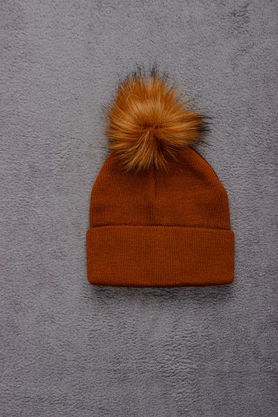 ADABEBEK Unisex Single Pompom Solid Color Knitwear Beret Kids Size