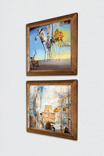 Pinecone Dalí Sfântul Antonius, Descoperirea Americii Pictură pe perete din piatră Decor de perete cu rame din lemn -W2-604-