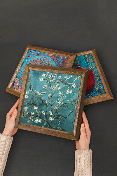 Pinecone Gustav Klimt Woman with Fan, Golden Tears Stone Wall Painting Framed Wall Decor -W2-367-