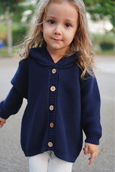 Vennusbaby 100% Cotton Hooded Children's Knitwear Cardigan