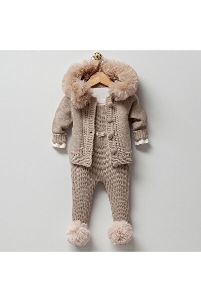 Genel Markalar Kürklü Triko Bebek Salopet Takım