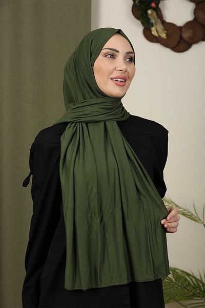 Trablus Hijab Women's Lycra Luxury Combed Shawl Khaki