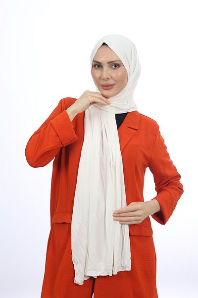 Trablus Hijab Women's Lycra Luxury Combed Cotton Shawl White